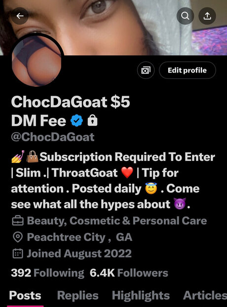Foto di nudo di fuga di OnlyFans di Choc Dagoat